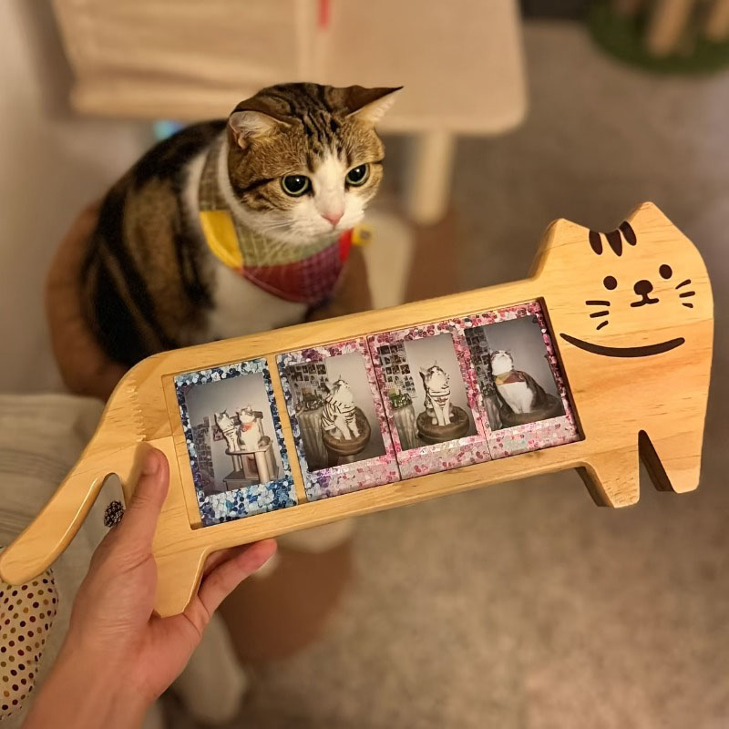 Bamboo Photo Frame - กรอบรูปไม้ รูปทรงสัตว์ กรอบรูปหลายรูป รูปทรงแมว กรอบรูปการ์ตูน ผิวเรียบ