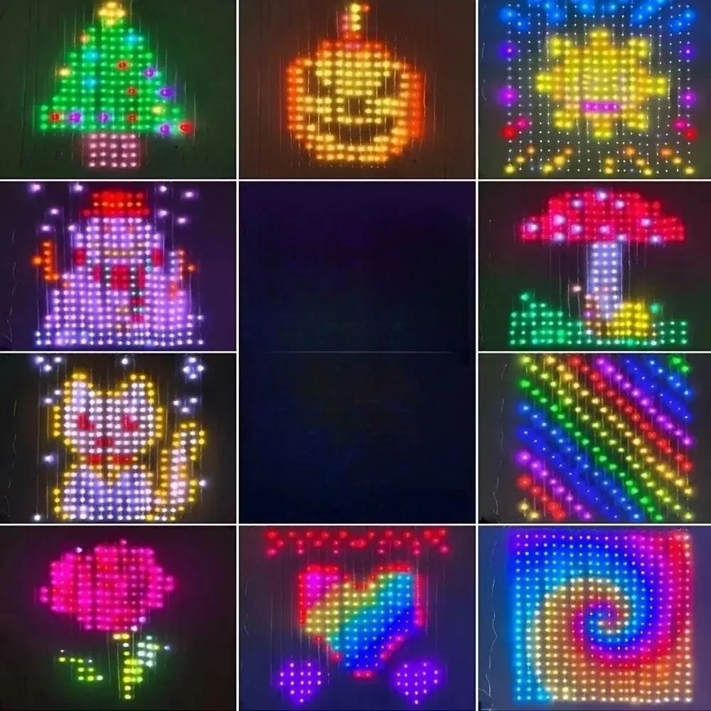 Home Decor Free App - ไฟม่านพิกเซล LED ควบคุมผ่านแอปบลูทูธ RGB DIY สำหรับตกแต่งต้นคริสต์มาส