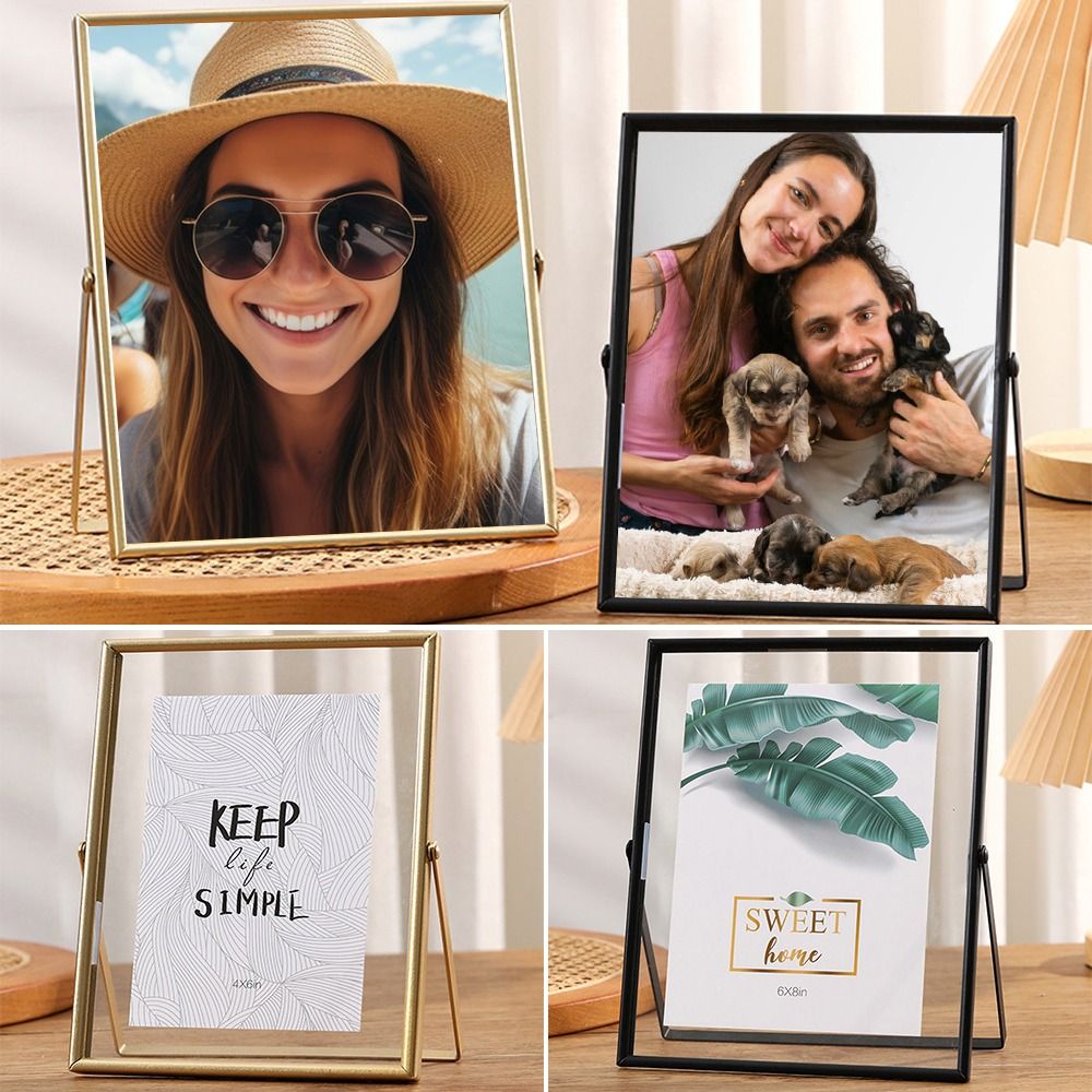 Bamboo Photo Frame - 4/6/7/8/10 นิ้วกรอบรูปโลหะหน้าจออะคริลิคทองกรอบรูปสีดําสี่เหลี่ยมผืนผ้าภาพการประดิษฐ์ตัวอักษรภาพวาดจอแสดงผล
