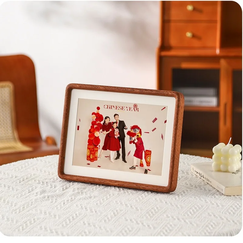 Bamboo Photo Frame - กรอบรูปไม้จริงสักดำหรูหรา ทรงมุม สำหรับตกแต่งบ้านและจัดแสดงงานศิลปะ