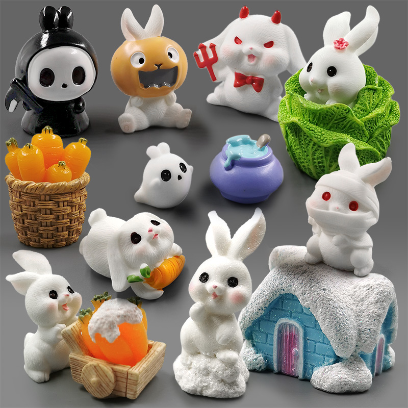 Home Decor Za - ฮาโลวีนคริสต์มาสอีสเตอร์กระต่ายขาวตุ๊กตา DIY ตกแต่งบ้านจิ๋วสวนนางฟ้าตกแต่งอุปกรณ์เสริมสมัยใหม่