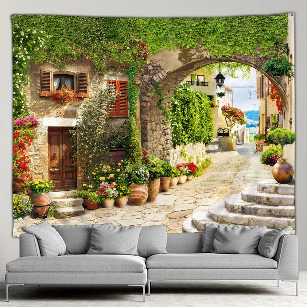 Home Decor Indonesia - โปสเตอร์สวนกลางแจ้งรูปทิวทัศน์เมดิเตอเรเนียนประดับงานศิลปะแบบแขวนผนังพื้นหลังห้องรับแขกห้องนอน