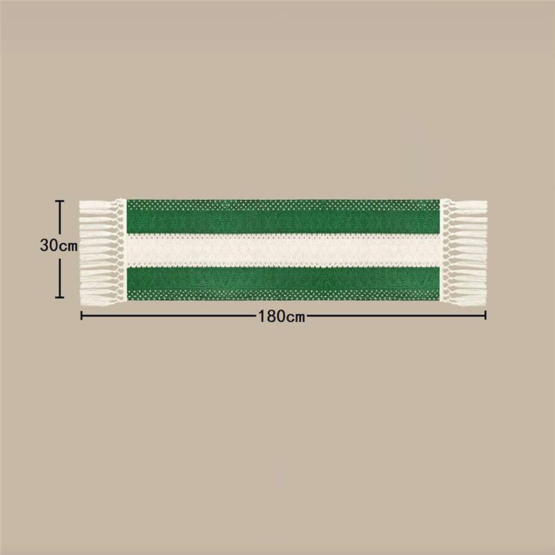 Linen Table Runner - ผ้าปูโต๊ะสไตล์โบโฮฟาร์มเฮาส์ DT15 ขนาด 30x180 ซม. ผ้าฝ้ายลินินพร้อมชายผ้าสำหรับตกแต่งห้องรับประทานอาหารและห้องครัว