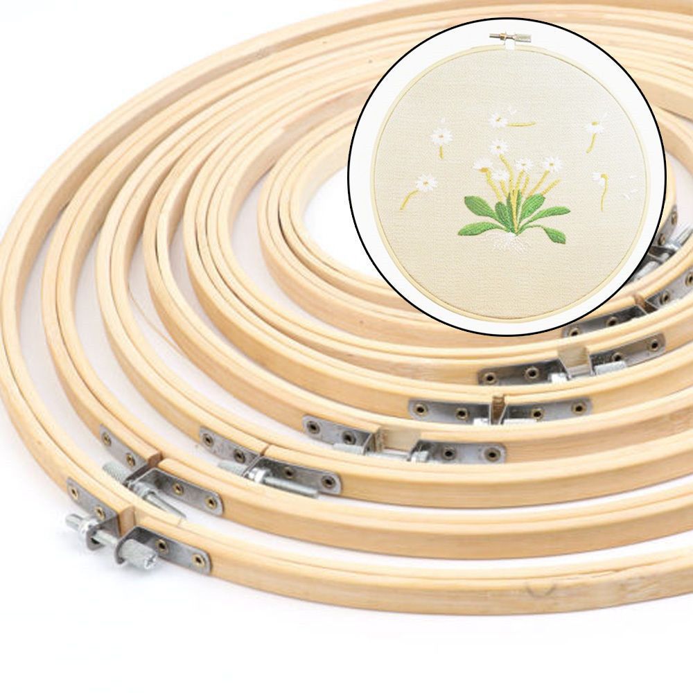 Bamboo Photo Frame - เครื่องเย็บปักถักร้อยแบบ DIY ขนาด 8/10/13/15/18/30 ซม. วงแหวนปักผ้าแบบไม้ไผ่