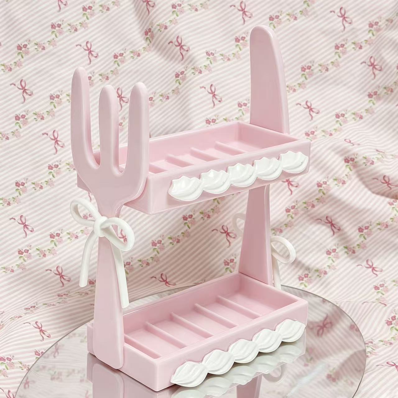 Home Decor Y2K - ชั้นวางเก็บช้อนตักครีมแบบ 3D พิมพ์ลายสุดน่ารัก สไตล์เกาหลี 12 ช่องสำหรับเก็บมีดและส้อม