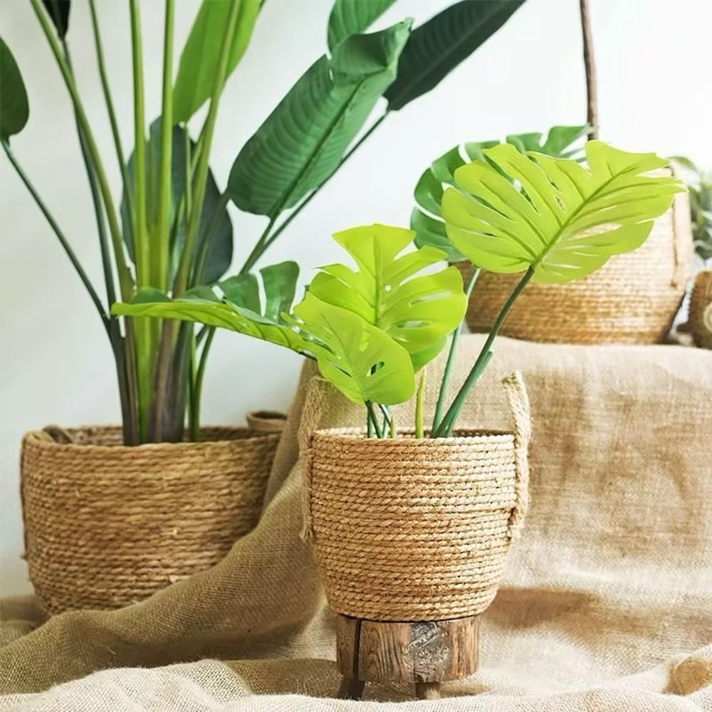Rattan Plant Basket - กระถางดอกไม้หวายสานสำหรับตกแต่งสวนระเบียง ขนาดเล็ก/กลาง/ใหญ่ 1 ชิ้น