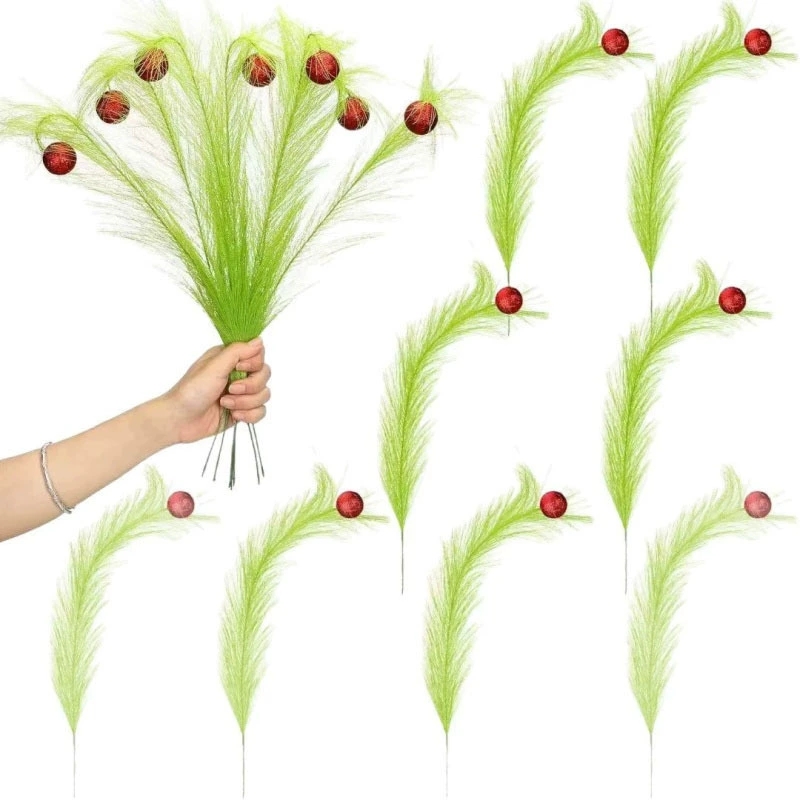 กิ่งไม้สีเขียวบิดเกลียวตกแต่งค - Pampas Grass Decor บทวิจารณ์และราคา