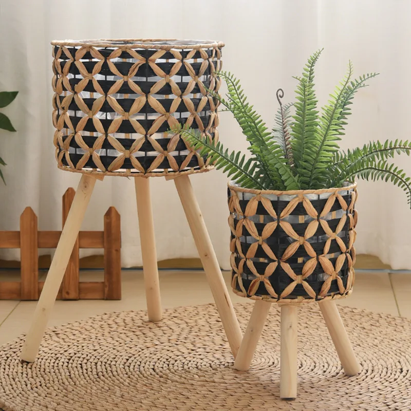 กระถางต้นไม้หวายสานมือแบบตั้งพ - Rattan Plant Basket บทวิจารณ์และราคา