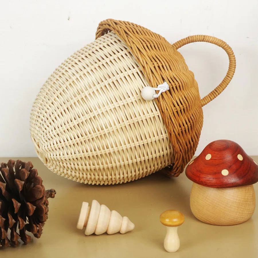 ตะกร้าปิกนิกกลางแจ้งเห็ดกระเป๋ - Rattan Plant Basket บทวิจารณ์และราคา