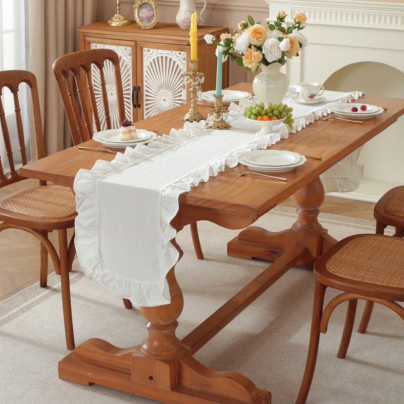 ผ้ารองโต๊ะสี่เหลี่ยมจัตุรัสสีพ - Linen Table Runner บทวิจารณ์และราคา