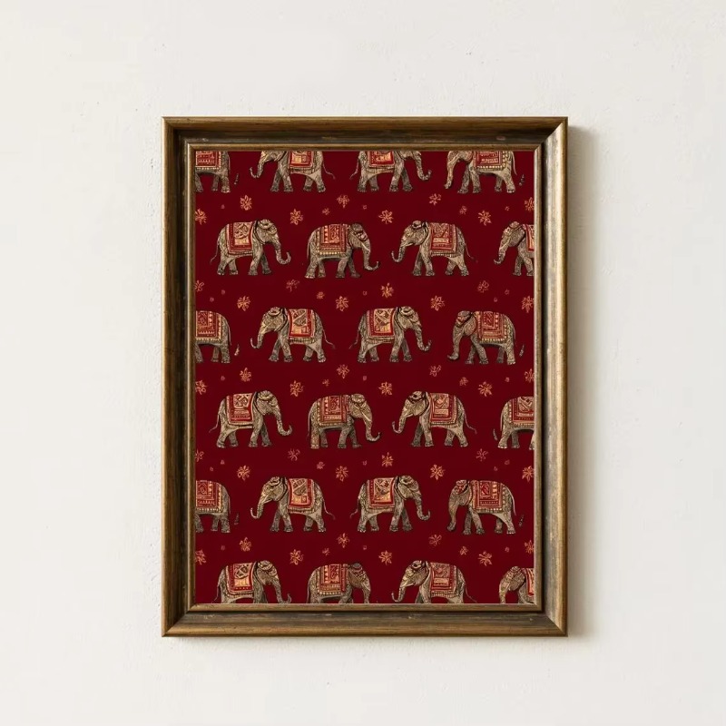 ลายพิมพ์ช้างอินเดีย, งานศิลปะต - Home Decor Indonesia บทวิจารณ์และราคา