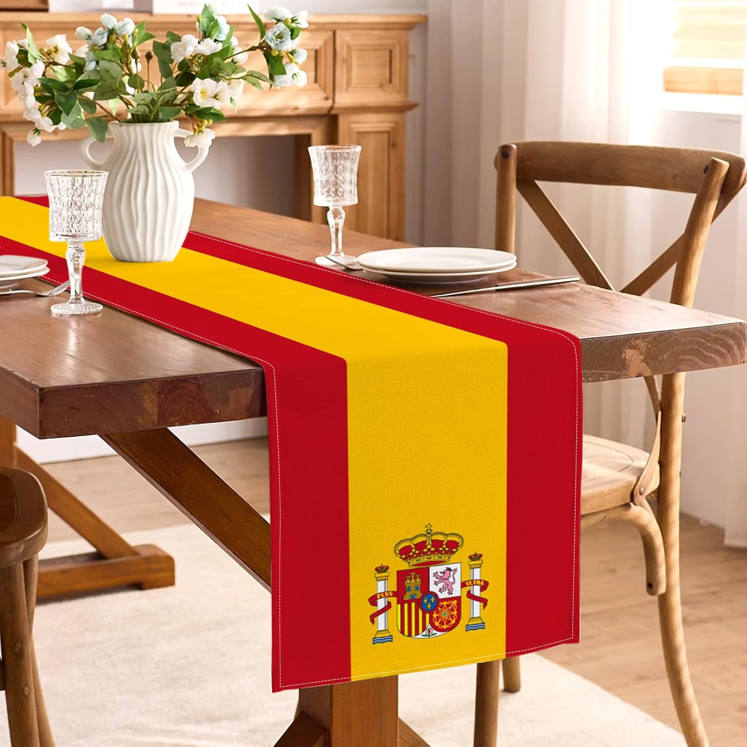 ผ้าปูโต๊ะลายธงชาติสเปน ผ้าลินิ - Linen Table Runner บทวิจารณ์และราคา