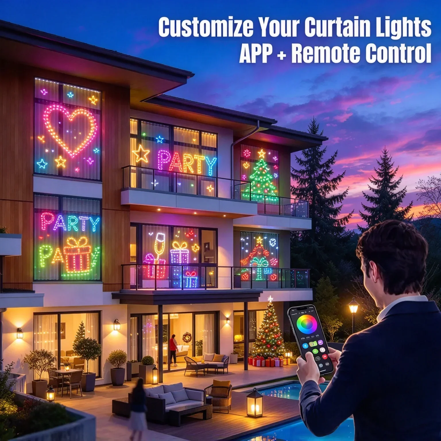 ไฟม่าน LED สำหรับเทศกาลคริสต์ม - Home Decor Free App บทวิจารณ์และราคา