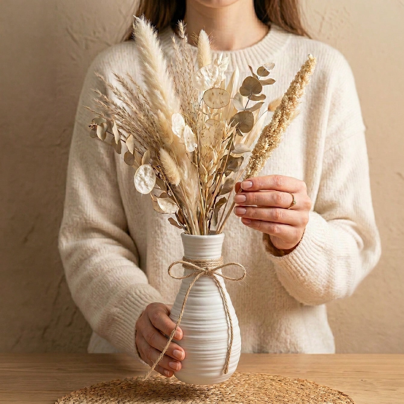 1 ชิ้น แจกันดอกไม้ทรงแนวนอนสไต - Pampas Grass Decor บทวิจารณ์และราคา