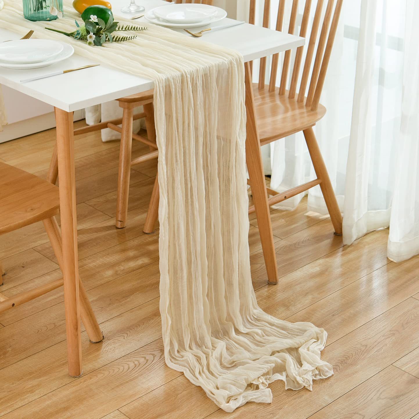 ริ้วรอยผ้าพันคอตาราง Runner Ch - Linen Table Runner บทวิจารณ์และราคา