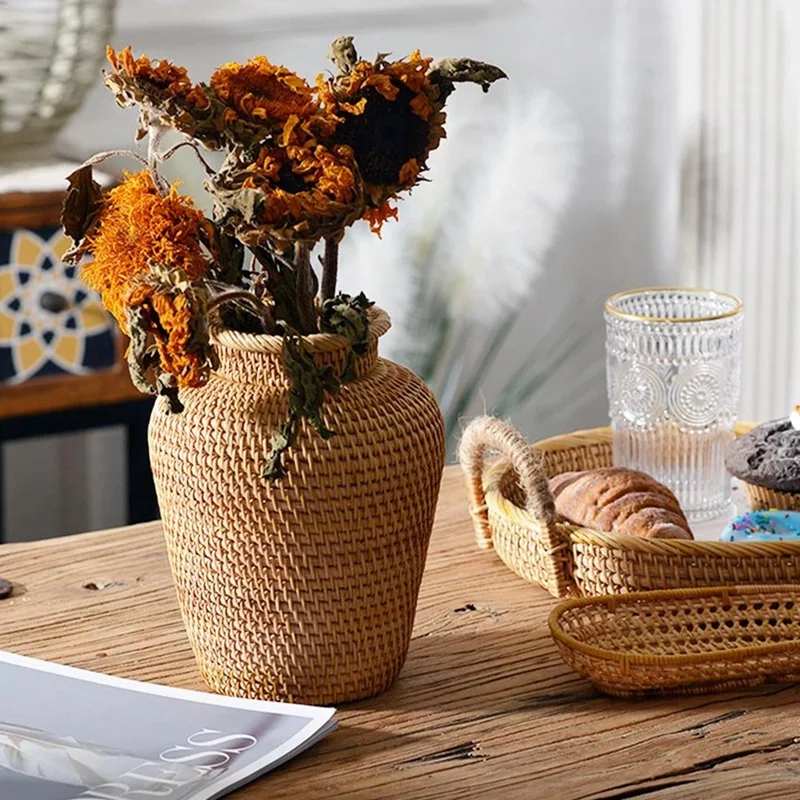 ตะกร้าหวายหวายแขวนกระถางดอกไม้ - Rattan Plant Basket บทวิจารณ์และราคา