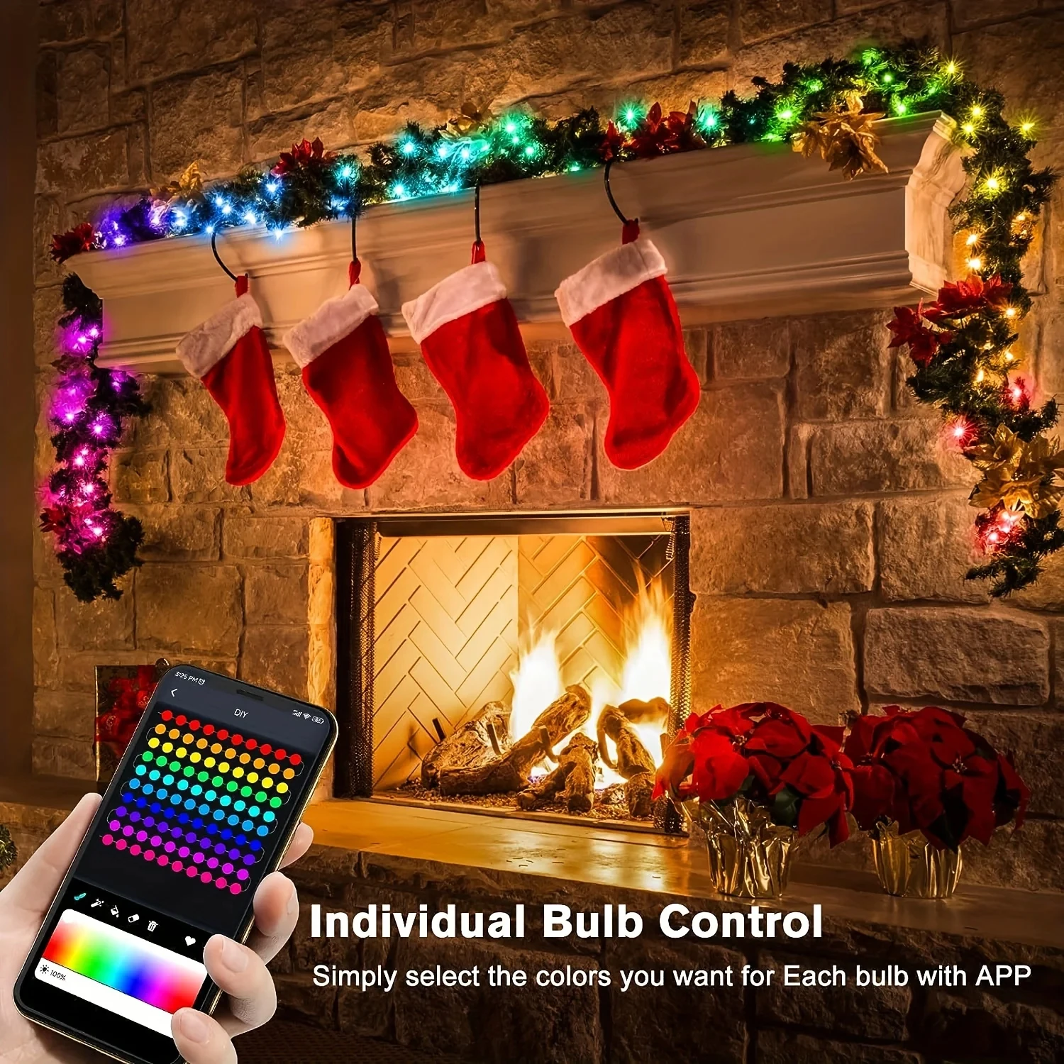 ไฟสาย LED WS2812B กันน้ำ RGBIC - Home Decor Free App บทวิจารณ์และราคา