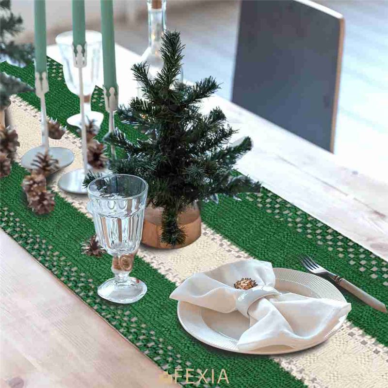 ผ้าปูโต๊ะสไตล์โบโฮฟาร์มเฮาส์ D - Linen Table Runner บทวิจารณ์และราคา