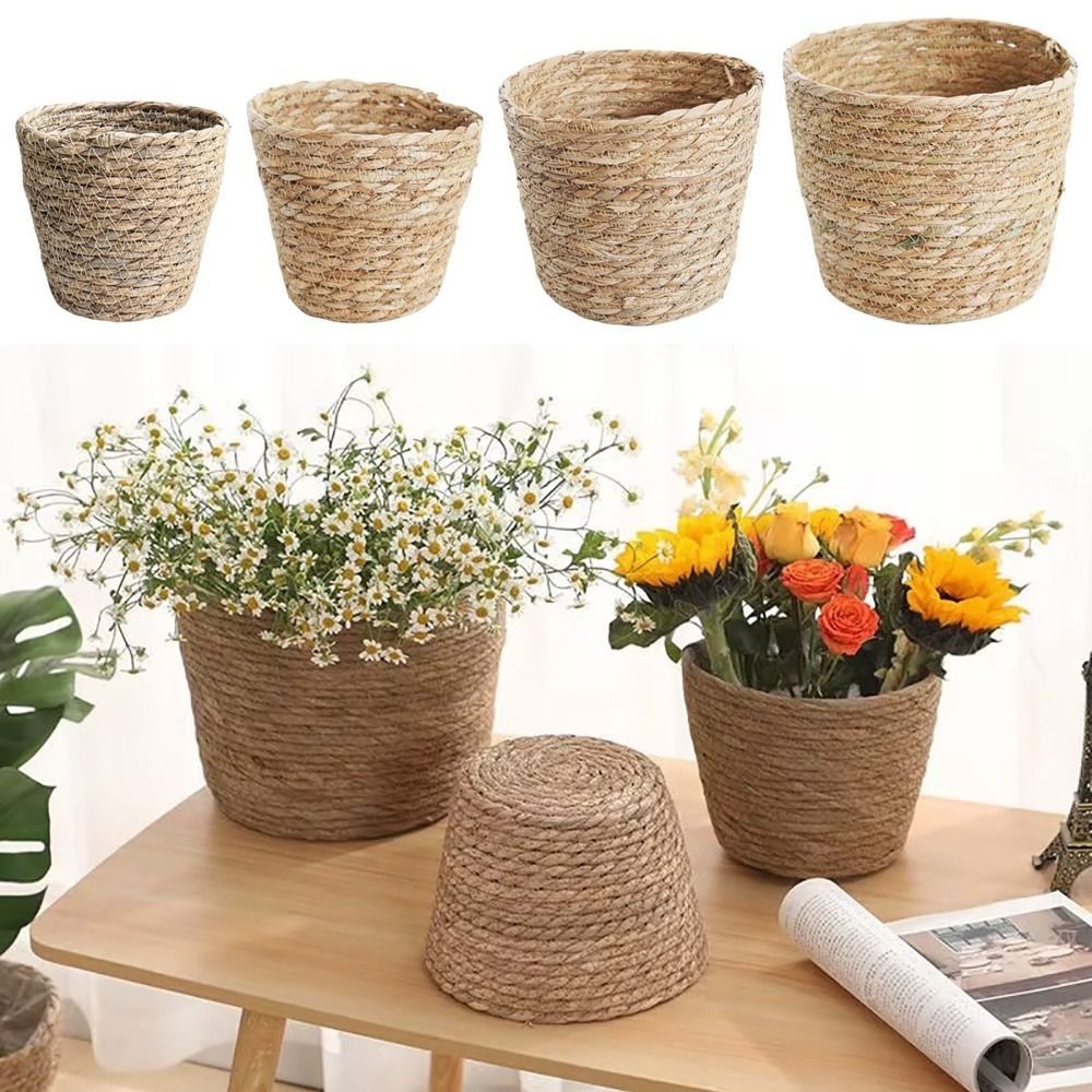 กระถางดอกไม้หวายสานสำหรับตกแต่ - Rattan Plant Basket บทวิจารณ์และราคา